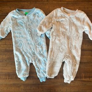 💥2/$20 Plush Fleece Mickey Mouse & Sesame Street set - baby 12 month union suit
